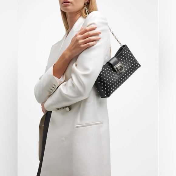 Ferragamo NWT 
Trifolio Gancini Studded
Chain Shoulder Bag - Picture 5 of 8